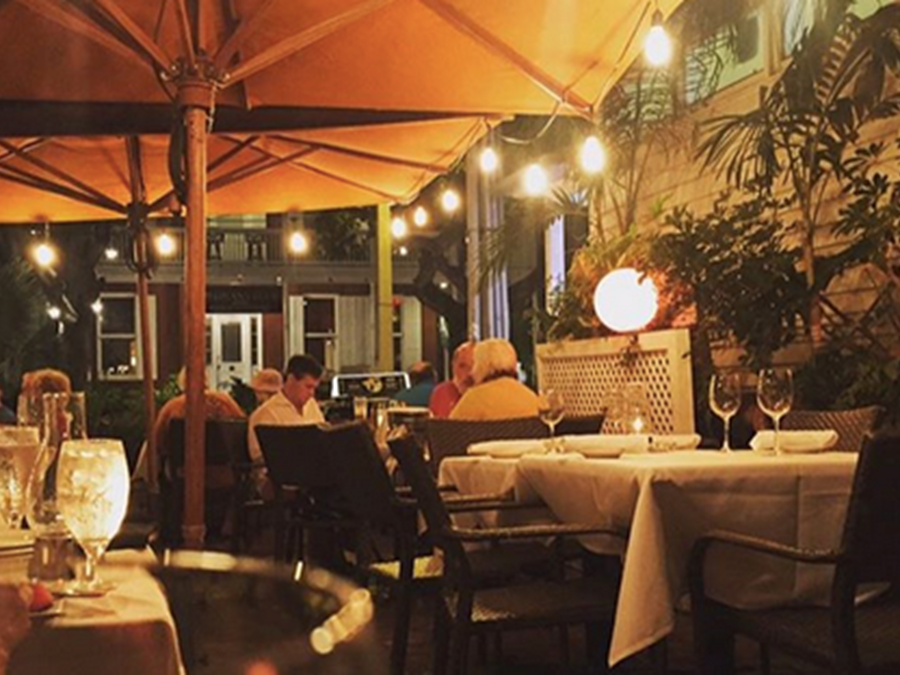 patio dining in the evening