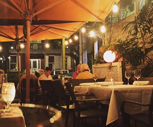 patio dining in the evening